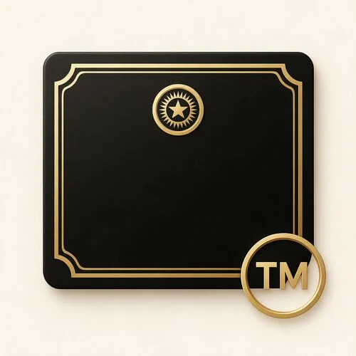 Certificate document with ISO badge and TM trademark stamp